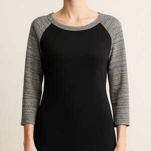 Ann Taylor LOFT Black & Gray Colorblock Sweater Dress – Size 12 (Stock #277)